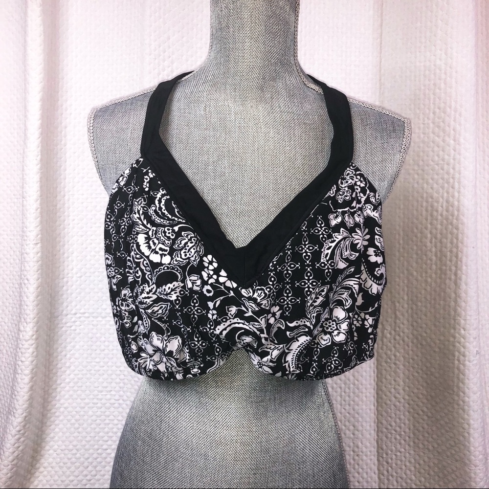Sweet escape black floral bikini top. Size 20W